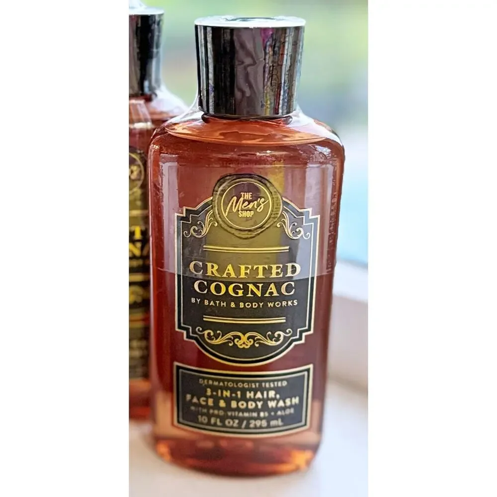 Bath & Body Works 10 oz Crafted Cognac Men's 3-in-1 Hair Face Body Wash Gel x3